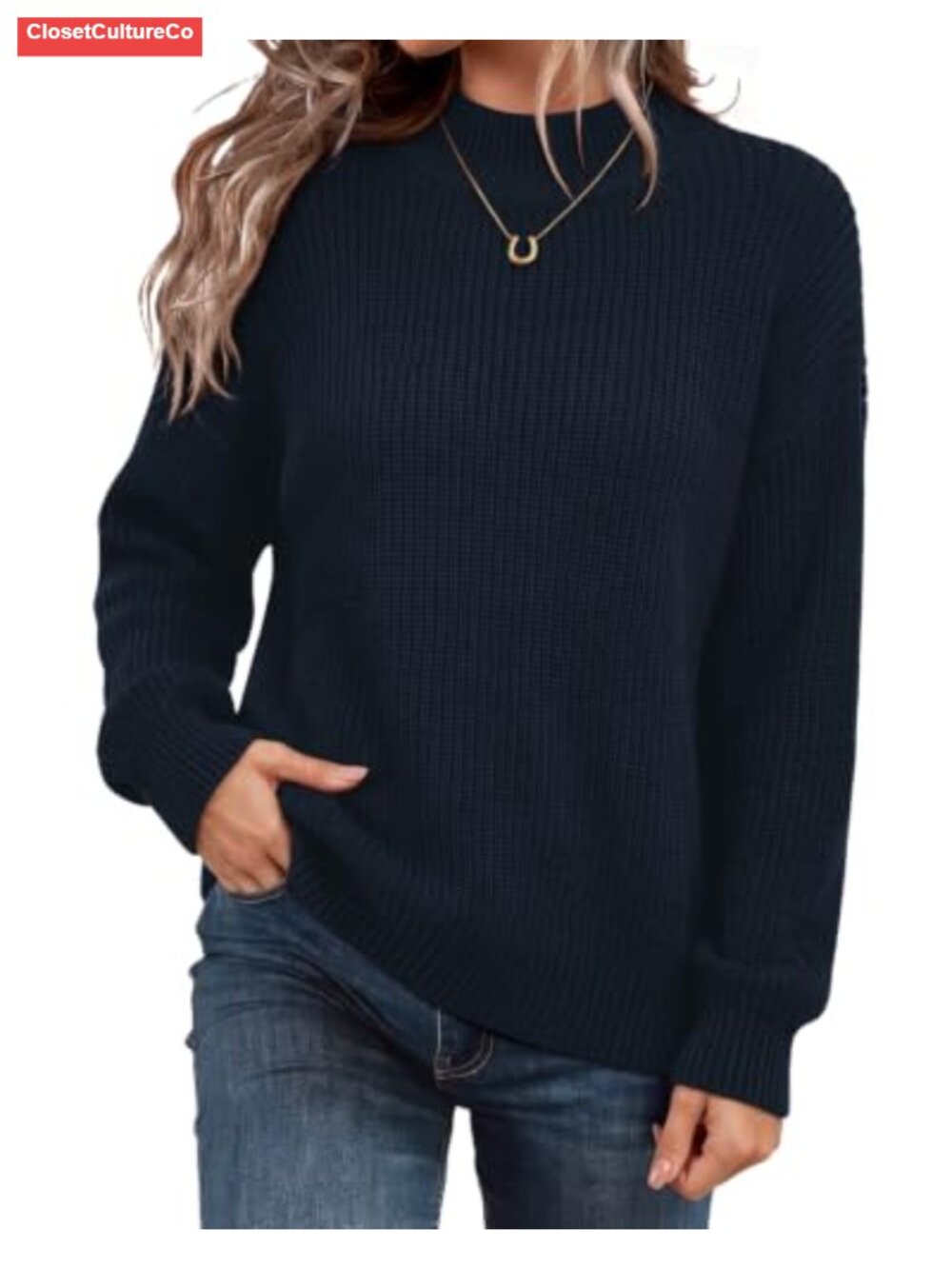 WIHOLL Cozy Mock Neck Sweater Pullover Long Sleeve Casual Fall Top